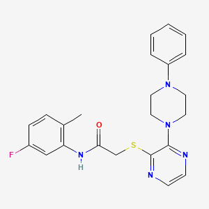 molecular formula C23H24FN5OS B2772164 N-(5-fluoro-2-methylphenyl)-2-{[3-(4-phenylpiperazin-1-yl)pyrazin-2-yl]sulfanyl}acetamide CAS No. 1115931-81-1