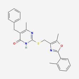 5-Benzyl-6-methyl-2-(((5-methyl-2-(o-tolyl)oxazol-4-yl)methyl)thio)pyrimidin-4-ol