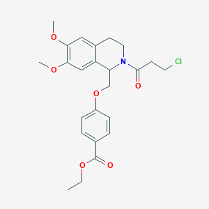 Ethyl 4-[[2-(3-chloropropanoyl)-6,7-dimethoxy-3,4-dihydro-1H-isoquinolin-1-yl]methoxy]benzoate
