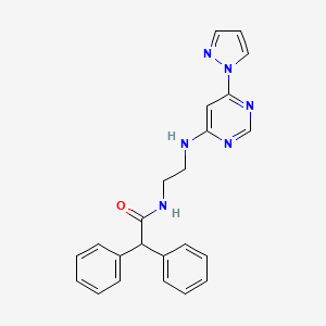 N-(2-((6-(1H-pyrazol-1-yl)pyrimidin-4-yl)amino)ethyl)-2,2-diphenylacetamide