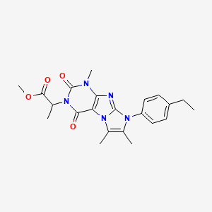 molecular formula C22H25N5O4 B2772188 methyl 2-(8-(4-ethylphenyl)-1,6,7-trimethyl-2,4-dioxo-1H-imidazo[2,1-f]purin-3(2H,4H,8H)-yl)propanoate CAS No. 896320-38-0
