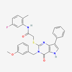 molecular formula C29H25FN4O3S B2772193 N-(5-fluoro-2-methylphenyl)-2-((3-(3-methoxybenzyl)-4-oxo-7-phenyl-4,5-dihydro-3H-pyrrolo[3,2-d]pyrimidin-2-yl)thio)acetamide CAS No. 2034353-14-3