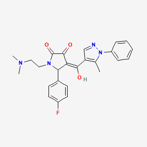 molecular formula C25H25FN4O3 B2772220 1-(2-(dimethylamino)ethyl)-5-(4-fluorophenyl)-3-hydroxy-4-(5-methyl-1-phenyl-1H-pyrazole-4-carbonyl)-1H-pyrrol-2(5H)-one CAS No. 1010863-51-0