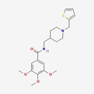 molecular formula C21H28N2O4S B2772230 3,4,5-trimethoxy-N-((1-(thiophen-2-ylmethyl)piperidin-4-yl)methyl)benzamide CAS No. 954022-22-1