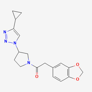 2-(benzo[d][1,3]dioxol-5-yl)-1-(3-(4-cyclopropyl-1H-1,2,3-triazol-1-yl)pyrrolidin-1-yl)ethanone