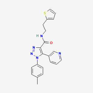 molecular formula C21H19N5OS B2772262 1-(4-methylphenyl)-5-(pyridin-3-yl)-N-[2-(thiophen-2-yl)ethyl]-1H-1,2,3-triazole-4-carboxamide CAS No. 1207014-52-5