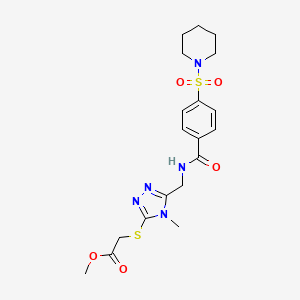 methyl 2-((4-methyl-5-((4-(piperidin-1-ylsulfonyl)benzamido)methyl)-4H-1,2,4-triazol-3-yl)thio)acetate