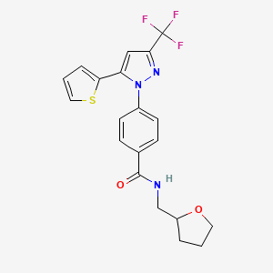 N-(oxolan-2-ylmethyl)-4-[5-thiophen-2-yl-3-(trifluoromethyl)pyrazol-1-yl]benzamide