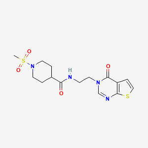 1-(methylsulfonyl)-N-(2-(4-oxothieno[2,3-d]pyrimidin-3(4H)-yl)ethyl)piperidine-4-carboxamide