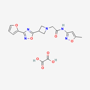 molecular formula C17H17N5O8 B2772292 2-(3-(3-(furan-2-yl)-1,2,4-oxadiazol-5-yl)azetidin-1-yl)-N-(5-methylisoxazol-3-yl)acetamide oxalate CAS No. 1448051-96-4