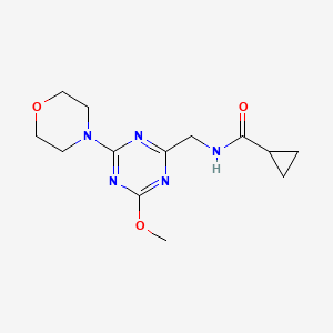 molecular formula C13H19N5O3 B2772311 N-((4-methoxy-6-morpholino-1,3,5-triazin-2-yl)methyl)cyclopropanecarboxamide CAS No. 2034470-55-6