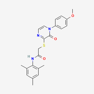 molecular formula C22H23N3O3S B2772337 2-{[4-(4-methoxyphenyl)-3-oxo-3,4-dihydropyrazin-2-yl]sulfanyl}-N-(2,4,6-trimethylphenyl)acetamide CAS No. 895112-35-3