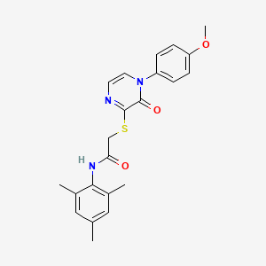 molecular formula C22H23N3O3S B2772337 N-mesityl-2-((4-(4-methoxyphenyl)-3-oxo-3,4-dihydropyrazin-2-yl)thio)acetamide CAS No. 895112-35-3