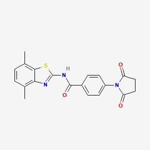 molecular formula C20H17N3O3S B2772349 N-(4,7-dimethyl-1,3-benzothiazol-2-yl)-4-(2,5-dioxopyrrolidin-1-yl)benzamide CAS No. 897618-00-7