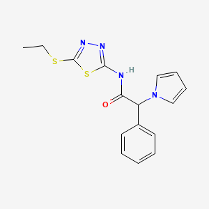 molecular formula C16H16N4OS2 B2772351 N-(5-(ethylthio)-1,3,4-thiadiazol-2-yl)-2-phenyl-2-(1H-pyrrol-1-yl)acetamide CAS No. 1351582-31-4