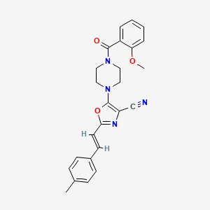 molecular formula C25H24N4O3 B2772353 5-[4-(2-methoxybenzoyl)piperazin-1-yl]-2-[(E)-2-(4-methylphenyl)ethenyl]-1,3-oxazole-4-carbonitrile CAS No. 940987-17-7
