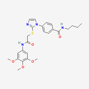 molecular formula C25H30N4O5S B2772357 N-butyl-4-[2-({[(3,4,5-trimethoxyphenyl)carbamoyl]methyl}sulfanyl)-1H-imidazol-1-yl]benzamide CAS No. 1206988-66-0