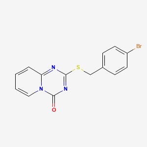molecular formula C14H10BrN3OS B2772368 2-{[(4-bromophenyl)methyl]sulfanyl}-4H-pyrido[1,2-a][1,3,5]triazin-4-one CAS No. 896333-72-5