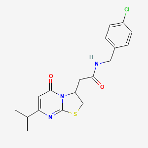 molecular formula C18H20ClN3O2S B2772369 N-(4-chlorobenzyl)-2-(7-isopropyl-5-oxo-3,5-dihydro-2H-thiazolo[3,2-a]pyrimidin-3-yl)acetamide CAS No. 953187-80-9