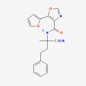 molecular formula C19H17N3O3 B2772410 N-(1-cyano-1-methyl-3-phenylpropyl)-5-(furan-2-yl)-1,3-oxazole-4-carboxamide CAS No. 1444876-53-2