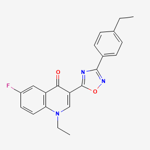 molecular formula C21H18FN3O2 B2772418 1-ethyl-3-[3-(4-ethylphenyl)-1,2,4-oxadiazol-5-yl]-6-fluoro-1,4-dihydroquinolin-4-one CAS No. 1358798-19-2
