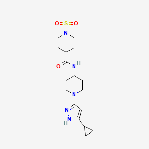 molecular formula C18H29N5O3S B2772484 N-[1-(5-cyclopropyl-1H-pyrazol-3-yl)piperidin-4-yl]-1-methanesulfonylpiperidine-4-carboxamide CAS No. 2034205-60-0