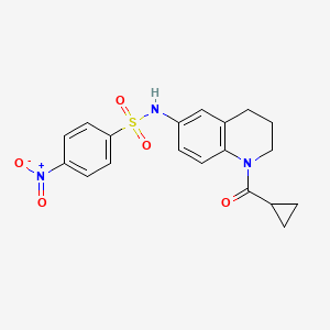 molecular formula C19H19N3O5S B2772489 N-(1-cyclopropanecarbonyl-1,2,3,4-tetrahydroquinolin-6-yl)-4-nitrobenzene-1-sulfonamide CAS No. 941949-53-7