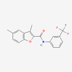 molecular formula C18H14F3NO2 B2772502 3,5-dimethyl-N-[3-(trifluoromethyl)phenyl]-1-benzofuran-2-carboxamide CAS No. 620587-14-6