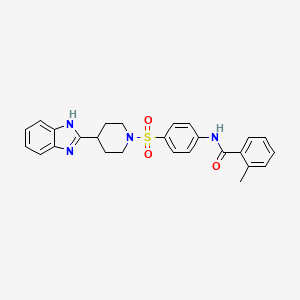 molecular formula C26H26N4O3S B2772510 N-(4-((4-(1H-benzo[d]imidazol-2-yl)piperidin-1-yl)sulfonyl)phenyl)-2-methylbenzamide CAS No. 886888-56-8
