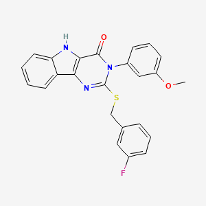 molecular formula C24H18FN3O2S B2772539 2-((3-fluorobenzyl)thio)-3-(3-methoxyphenyl)-3H-pyrimido[5,4-b]indol-4(5H)-one CAS No. 536706-87-3