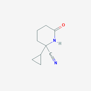 molecular formula C9H12N2O B2772542 2-Cyclopropyl-6-oxopiperidine-2-carbonitrile CAS No. 2503205-35-2