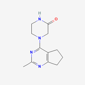 molecular formula C12H16N4O B2772552 4-(2-methyl-6,7-dihydro-5H-cyclopenta[d]pyrimidin-4-yl)piperazin-2-one CAS No. 2210054-39-8