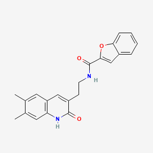 molecular formula C22H20N2O3 B2772559 N-(2-(6,7-dimethyl-2-oxo-1,2-dihydroquinolin-3-yl)ethyl)benzofuran-2-carboxamide CAS No. 851403-33-3