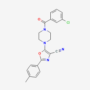 molecular formula C22H19ClN4O2 B2772586 5-[4-(3-chlorobenzoyl)piperazin-1-yl]-2-(4-methylphenyl)-1,3-oxazole-4-carbonitrile CAS No. 946377-24-8