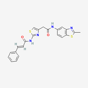 molecular formula C22H18N4O2S2 B2772598 N-(4-(2-((2-methylbenzo[d]thiazol-5-yl)amino)-2-oxoethyl)thiazol-2-yl)cinnamamide CAS No. 1207062-28-9
