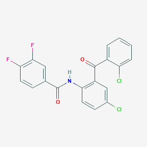 molecular formula C20H11Cl2F2NO2 B2772599 N-[4-chloro-2-(2-chlorobenzoyl)phenyl]-3,4-difluorobenzamide CAS No. 313505-34-9