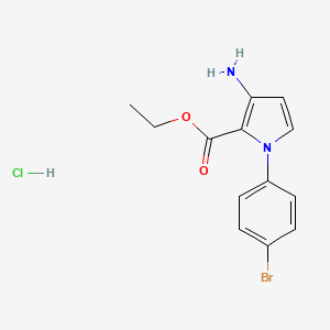 molecular formula C13H14BrClN2O2 B2772619 ethyl 3-amino-1-(4-bromophenyl)-1H-pyrrole-2-carboxylate hydrochloride CAS No. 1272673-95-6