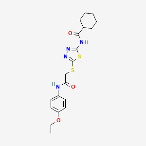 molecular formula C19H24N4O3S2 B2772630 N-[5-({[(4-ethoxyphenyl)carbamoyl]methyl}sulfanyl)-1,3,4-thiadiazol-2-yl]cyclohexanecarboxamide CAS No. 393565-60-1