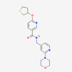 molecular formula C20H24N4O3S B2772632 N-((2-morpholinopyridin-4-yl)methyl)-6-((tetrahydrothiophen-3-yl)oxy)nicotinamide CAS No. 2034360-02-4