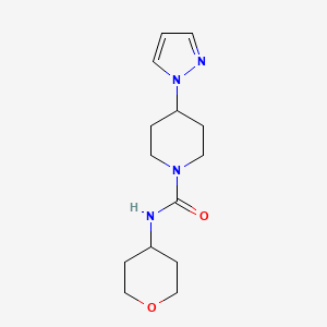 molecular formula C14H22N4O2 B2772644 N-(oxan-4-yl)-4-(1H-pyrazol-1-yl)piperidine-1-carboxamide CAS No. 2309557-02-4
