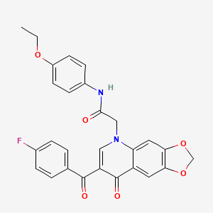 molecular formula C27H21FN2O6 B2772649 N-(4-ethoxyphenyl)-2-[7-(4-fluorobenzoyl)-8-oxo-2H,5H,8H-[1,3]dioxolo[4,5-g]quinolin-5-yl]acetamide CAS No. 866342-82-7