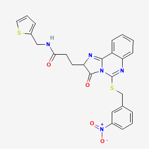 B2772657 3-(5-{[(3-nitrophenyl)methyl]sulfanyl}-3-oxo-2H,3H-imidazo[1,2-c]quinazolin-2-yl)-N-[(thiophen-2-yl)methyl]propanamide CAS No. 1043569-96-5