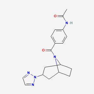 molecular formula C18H21N5O2 B2772658 N-{4-[3-(2H-1,2,3-triazol-2-yl)-8-azabicyclo[3.2.1]octane-8-carbonyl]phenyl}acetamide CAS No. 2109241-88-3