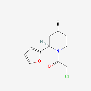 molecular formula C12H16ClNO2 B2772685 2-Chloro-1-[(2R,4R)-2-(furan-2-yl)-4-methylpiperidin-1-yl]ethanone CAS No. 2411181-44-5