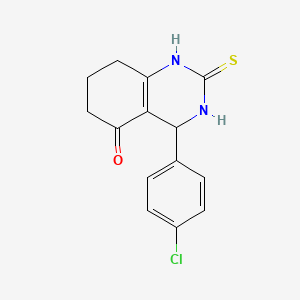 molecular formula C14H13ClN2OS B2772688 4-(4-chlorophenyl)-2-sulfanylidene-1,2,3,4,5,6,7,8-octahydroquinazolin-5-one CAS No. 223694-58-4