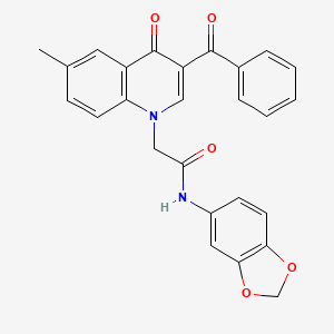 molecular formula C26H20N2O5 B2772692 2-(3-benzoyl-6-methyl-4-oxo-1,4-dihydroquinolin-1-yl)-N-(2H-1,3-benzodioxol-5-yl)acetamide CAS No. 895652-87-6