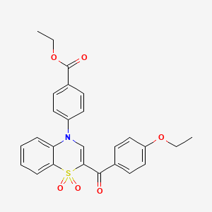 molecular formula C26H23NO6S B2772704 ethyl 4-[2-(4-ethoxybenzoyl)-1,1-dioxido-4H-1,4-benzothiazin-4-yl]benzoate CAS No. 1114650-04-2