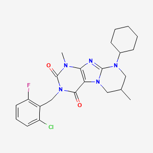 3-(2-chloro-6-fluorobenzyl)-9-cyclohexyl-1,7-dimethyl-6,7,8,9-tetrahydropyrimido[2,1-f]purine-2,4(1H,3H)-dione