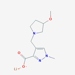 molecular formula C11H16LiN3O3 B2772732 lithium(1+) ion 4-[(3-methoxypyrrolidin-1-yl)methyl]-1-methyl-1H-pyrazole-3-carboxylate CAS No. 2155856-40-7
