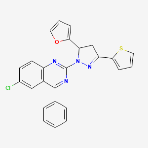 molecular formula C25H17ClN4OS B2772733 6-chloro-2-(5-(furan-2-yl)-3-(thiophen-2-yl)-4,5-dihydro-1H-pyrazol-1-yl)-4-phenylquinazoline CAS No. 361480-94-6